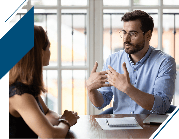 Man explaining ideas during a meeting